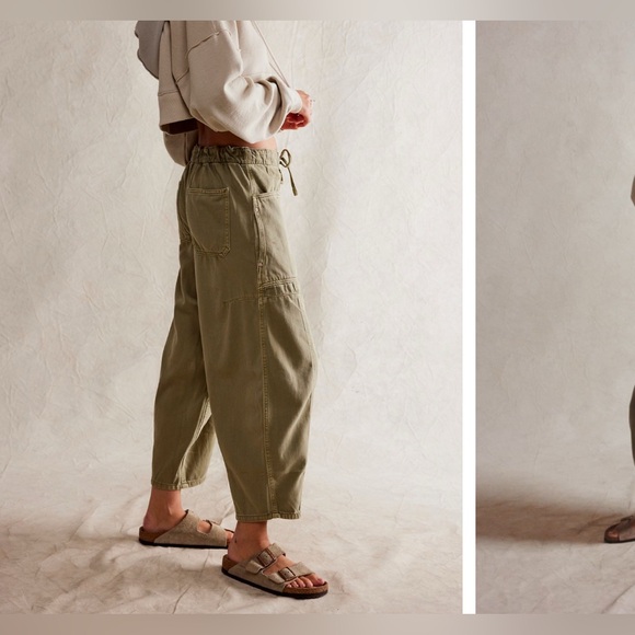 NWT Free People We The Free Silverton Pull-On Barrel Jeans - aloe green - Snall - Picture 6 of 10